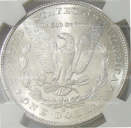 1 доллар 1880 года S США Доллар Моргана (в слабе NGC MS 63)