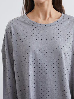 Bisiklet Yaka Puantiyeli Kad?n Pijama Tak?m?