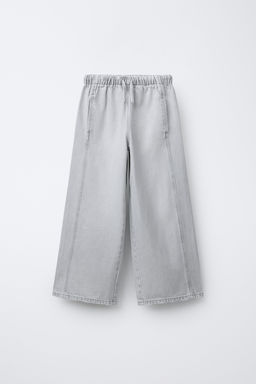 JEANS WIDE LEG CORDONES / Gris