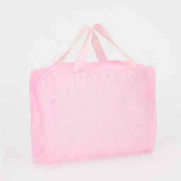 Цена за 2 шт. Косметичка на молнии, с ручками, с цветочками, розовая