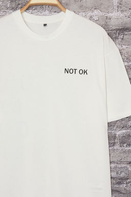 TRENDYOL MAN Beyaz Oversize/Genis Kesim Yaz? Bask?l? %100 Pamuk T-Shirt TMNSS25TS00205 - Trendyolmilla фото 7