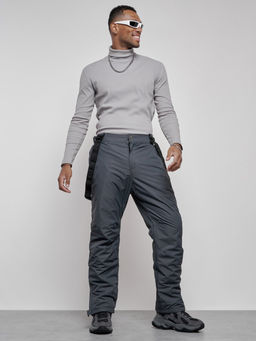 Полукомбинезон утепленный мужской зимний горнолыжный темно-серого цвета 7507TC