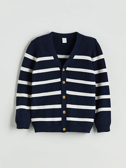 V Yaka ?izgili Erkek ?ocuk Triko H?rka