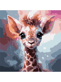 Картина по № на холсте "Малыши. Чудесный детеныш жирафа" 30*30см (Х-6325)