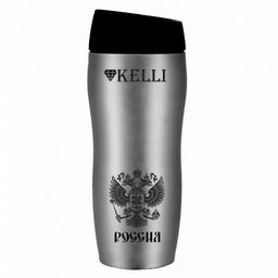 Термокружка из нержавеющей стали 0,45л Kelli, двойные стенки, вакуумная технология, герметичная пластиковая крышка с кнопкой подачи/блокировки содержимого (Китай)