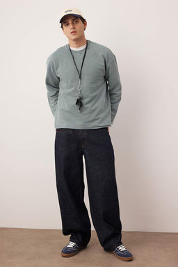Gri Yeni Oversize/Genis Kesim Eskitme/Soluk Efekt Kal?n Sweatshirt TMNAW26SW00022 - Trendyolmilla фото 2
