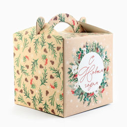 Цена за 5 шт. Коробка кондитерская с окном, сундук, «С Новым годом!» 20×20×20 см