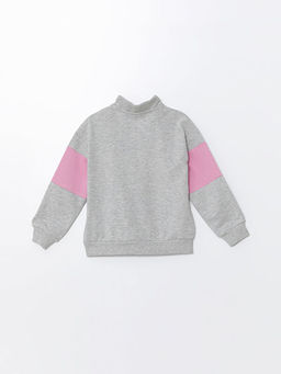 Dik Yaka Bask?l? Uzun Kollu K?z ?ocuk Sweatshirt - Waikiki фото 3