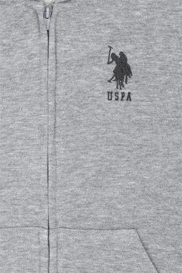 U. S. Polo Assn Детская серая меланжевая базовая толстовка с капюшоном - U.s. polo assn фото 4