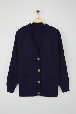 Lacivert Genis Kal?p Basic Triko H?rka TWOAW26HI00205 - Trendyolmilla фото 7