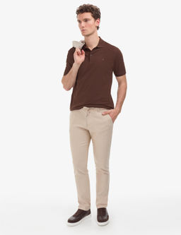 Koyu Kahverengi Regular Fit %100 Pamuk K_vr_lmaz Polo Yaka Basic Ti__rt