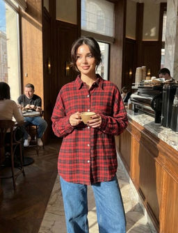 K13367 Рубашка OVER SIZE на клепках КРАСНЫЙ