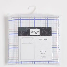 Простыня LoveLife Клетка 150х220 см, 100% хлопок, поплин, 125 г/м  фото 4
