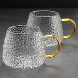Кружка рельефное стекло, 420 мл, упак. 2 шт - BESTCOFFEE фото 4