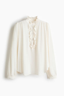 Blusa de viscosa con cuello de volante