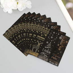 Цена за 10 шт. Наклейка бумага "Новогодние фонарики" 3х9 см лист 10х10 см