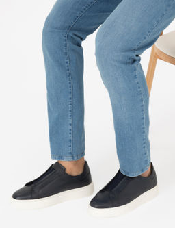 Lacivert %100 Deri Casual Ayakkab_