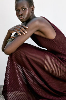 RIB KNIT LONG DRESS - Zara фото 7