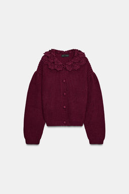 FLORAL TEXTURED KNIT CARDIGAN - Zara фото 3