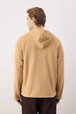 Bej Oversize/Genis Kesim Polar Kal?n Nak?sl? Sweatshirt TMNAW26SW00029 - Trendyolmilla фото 3