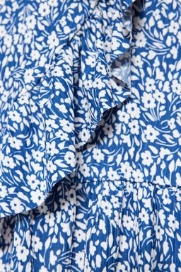 Indigo Bask?l? Volanl? Yuksek Bel Mini Esnek Orme Etek TWOSS21ET0010