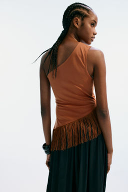 Top de un hombro con flecos - H&m фото 3