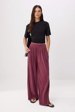 Murdum Wide Leg/Genis Kesim Normal Bel Modal Orme Pantolon TWOSS26PL00175