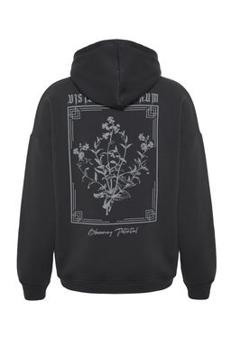 TRENDYOL MAN Antrasit Oversize/Genis Kesim Kapusonlu Cicek Bask? Ici Polar/S?cak Tutan Sweatshirt TMNAW24SW00100 - Trendyolmilla фото 7