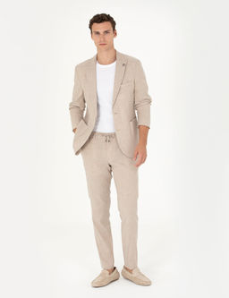 A__k Kahverengi Ekstra Slim Fit Keten Kar___ml_ Tak_m Elbise