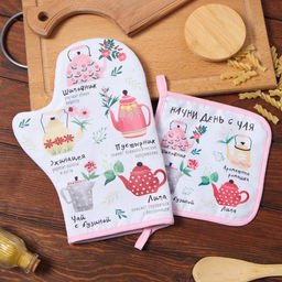 Набор кухонный Чайные традиции, варежка-прихватка 20х28см, прихватка 17х17см,