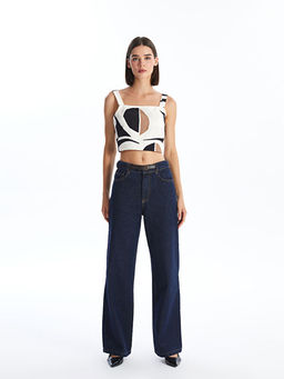 Beli Kemerli Wideleg Kad?n Jean Pantolon