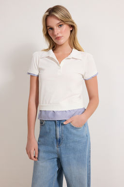 Bordo Regular/Normal Kal?p Polo Yaka Dokuma Detayl? Tok %100 Pamuk Orme Bluz TWOSS26BZ00263 - Trendyolmilla фото 5