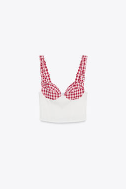 GINGHAM CORSET TOP - Zara фото 6