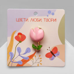 Брошь Цветочек, цвет розово-зелёный в золоте