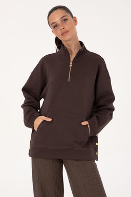 Kad_n Koyu Kahverengi Sweatshirt