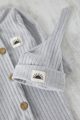 Gri Erkek Cocuk Pamuklu Dokuma Etiketli Sapkal? Uzun Tulum TKDSS25TU00004 - Trendyolmilla фото 2