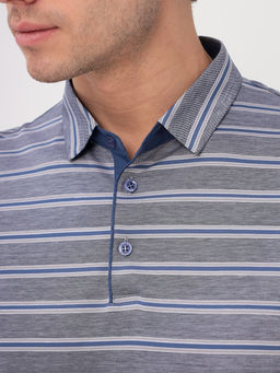 Джемпер мужской с воротником поло короткий рукав GREG G144-PD1246-LT3221(серый полоска)  фото 2