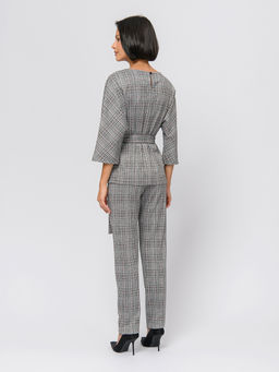 Брюки серого цвета в розовую клетку - 1001dress фото 2