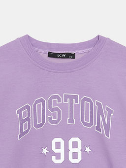 Bisiklet Yaka Bask?l? K?z ?ocuk Sweatshirt