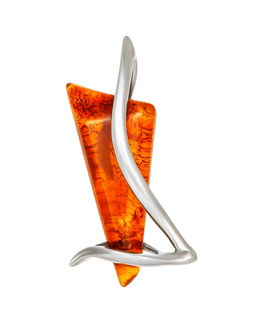 Изящная подвеска в оригинальном дизайне с натуральным коньячным янтарём