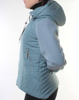 M-7036 GRAY/BLUE Куртка кашемировая женская (100 гр. синтепон) - Фабричный китай фото 5