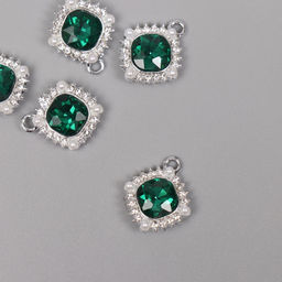 Цена за 5 шт. Декор для творчества металл, стразы «Медальон», серебро, 1.8×1.6×0.5 см