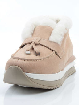 04-5520-11 BEIGE Ботинки зимние женские (натуральная кожа, 100% шерсть)