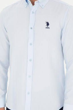 Мужская голубая базовая рубашка с длинным рукавом - U.s. polo assn фото 13