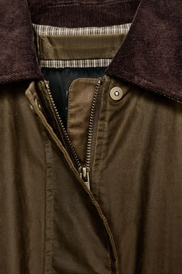 ZW COLLECTION WAXED JACKET WITH CORDUROY COLLAR - Zara фото 11