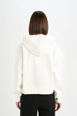 Женская толстовка свободного кроя с капюшоном и принтом - Defacto фото 6