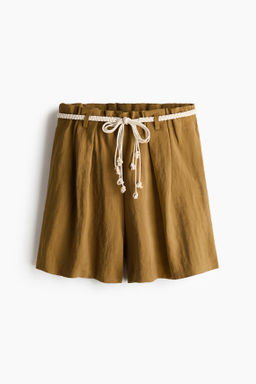 Pantal?n corto paper bag con cintur?n de anudar
