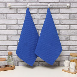 Набор кухонных полотенец Доляна, цвет электрик, 35х60см-2шт, 100% хл, вафля, 220 гр/м2