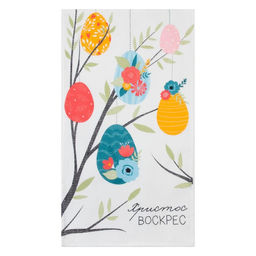 Набор полотенец кухонный Доляна Пасхальные зайчики 35х60см-4 шт, 100% хлопок, вафля 160 г/м2  фото 6