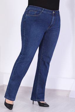 Джинсы синие женские прямые больших размеров - Almond фото 4